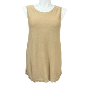 J. Jill Tank Top XL Petite Tan Sleeveless Linen Blend
